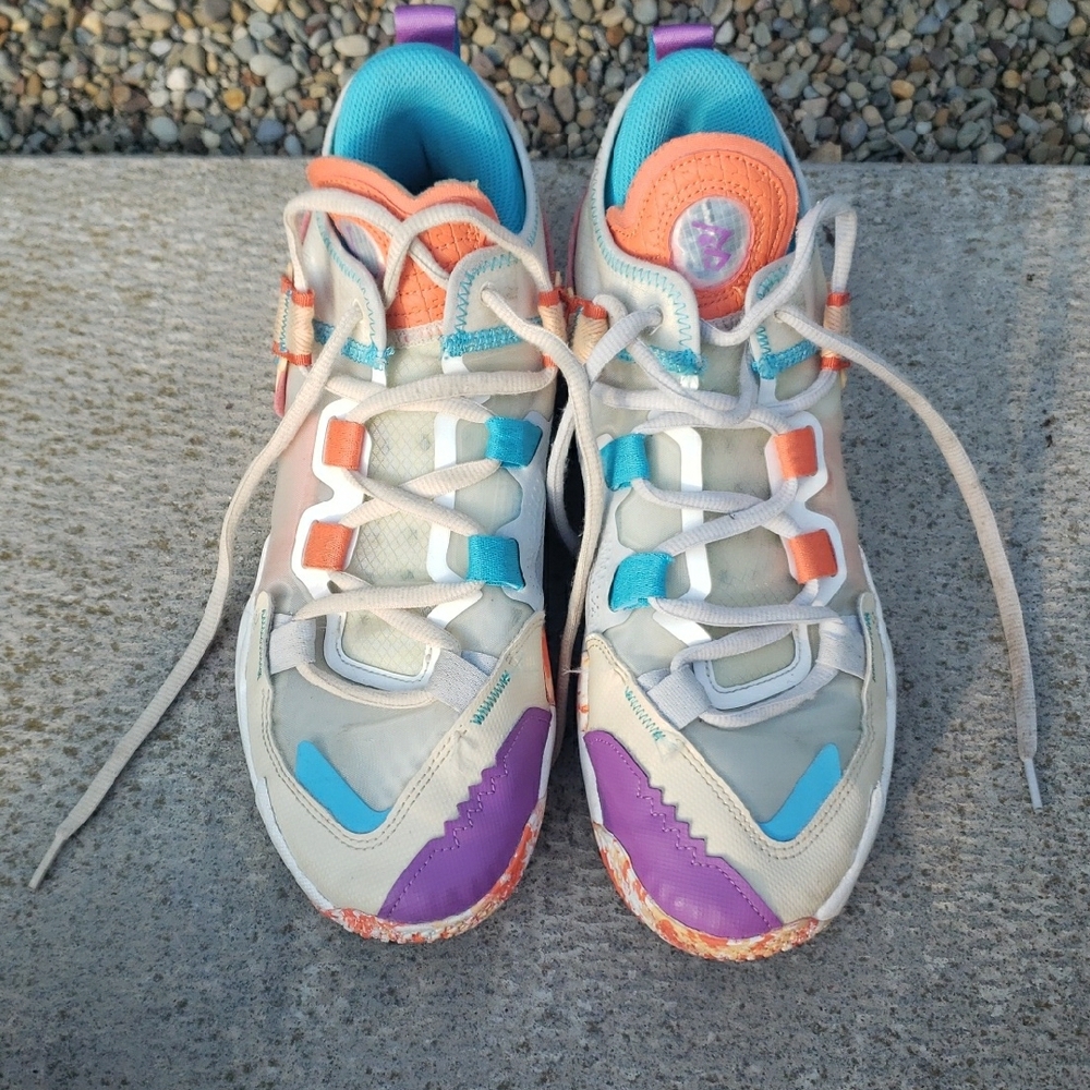 Orange and Blue Athletic Sneakers with Chunky Sole